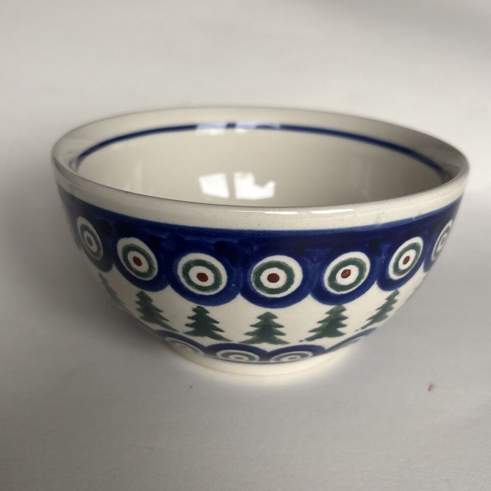 NWT Boleslawiec Polish Pottery 6.5" Cereal Bowl Christmas Pine Trees Stars